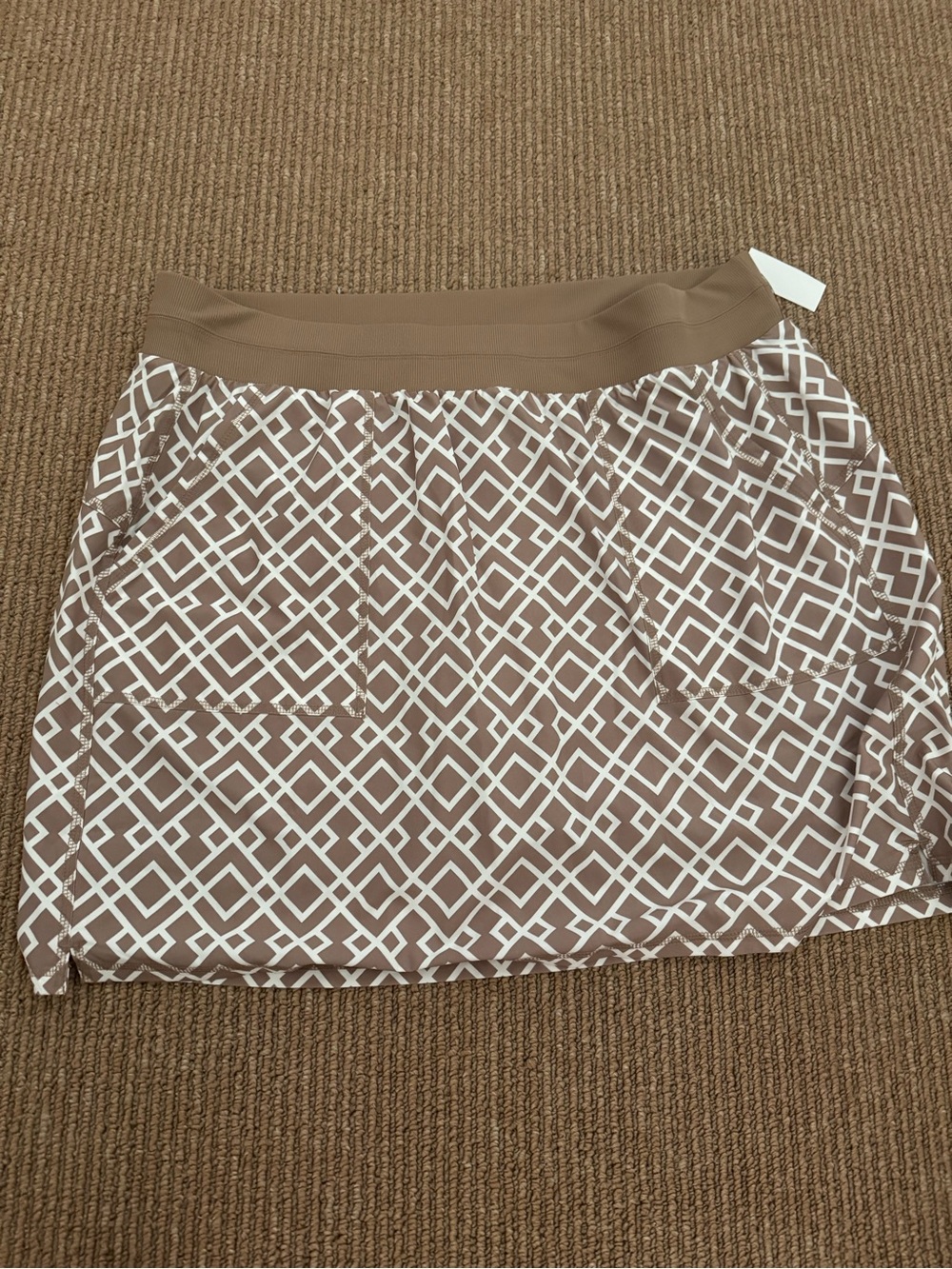 Talbots Brown and White Geometric Mini Skirt